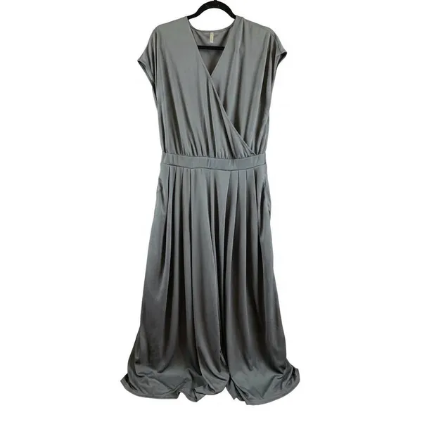 Halara Women’s Gray V-Neck Sleeveless Wide Leg Jumpsuit Size Large New - Image 2