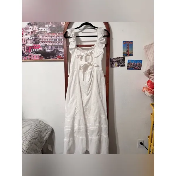 Reformation Tide Midi Dress White Ruffle Cotton Tiered - Image 11