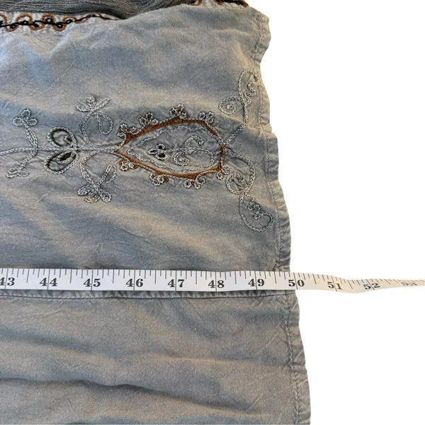 Vtg 90s MPH Gray Floral Embroidered Sleeveless Boho Maxi Dress Large Lagenlook - Image 12