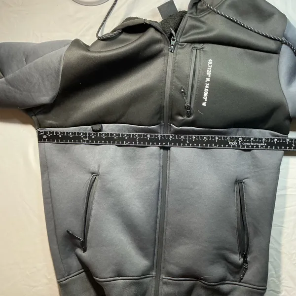 RGSTR Men's Black and Gray Sherpa Lined Zip-Up Coordinates Hoodie Jacket Large - Image 7