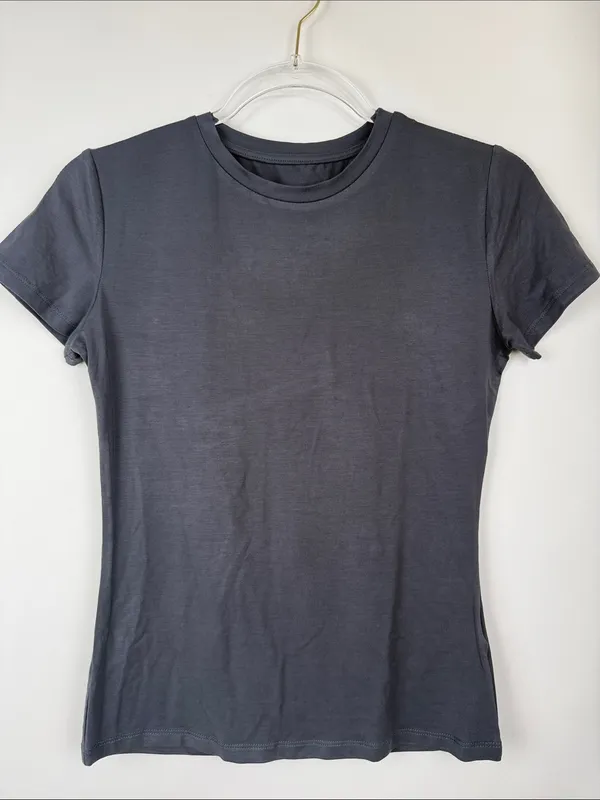 Abardsion Deep Grey Short Sleeve Crew Neck Slim Fit Fitted T-shirt Size Medium - Image 4