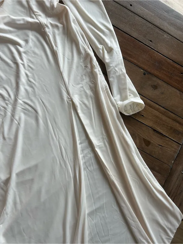 NWT Meshki Desirie Slinky Long Sleeve Maxi Slit Ivory Dress L - Image 7