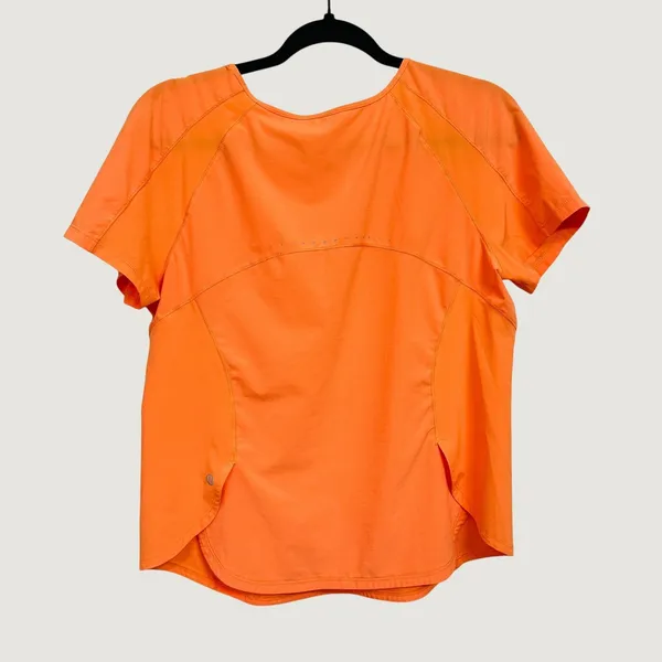 173 | Lululemon (Best For) Sz 10 Women Short Sleeve Running Athletic Top Orange‎ - Image 2
