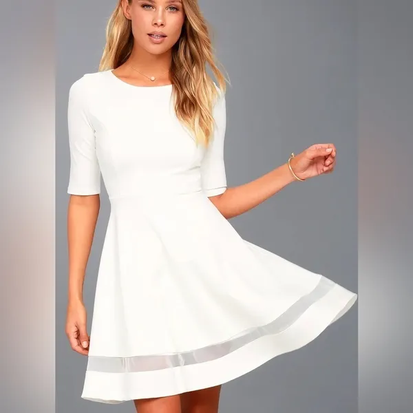 Lulus Sheer Factor Mesh Skater Dress‎ in White Size Medium - Image 10