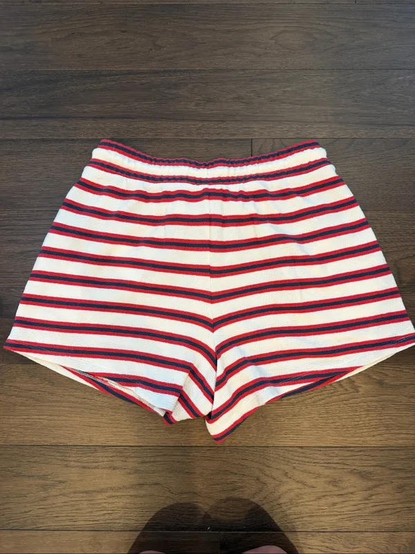 Universal Threads Terry Cloth Shorts Red Navy Stripe Drawstring Medium - C30-095 - Image 5