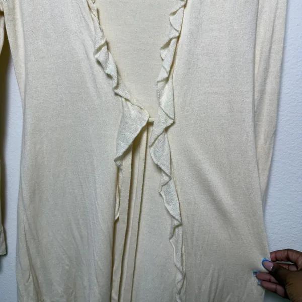 Moth Women Cashmere Angora Cotton Cardigan Top Medium Cream‎ Coquette Fairy - Image 5