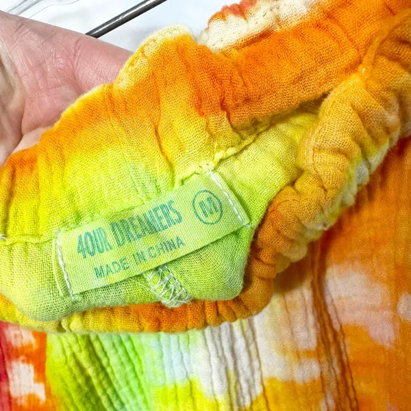 4OUR DREAMERS Medium Gauzy Pants Handmade Tie Dye‎ Elastic Pull On Spiral 901 - Image 9
