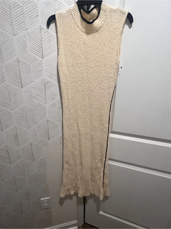 Miou muse Sleeveless Knit Midi Dress in Cream - Image 2