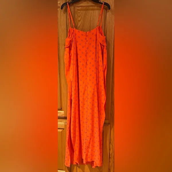 Urban‎ Outfitters Ooh La La Orange Red Rouge Side-Slit Romper Overlay Maxi Dress - Image 11