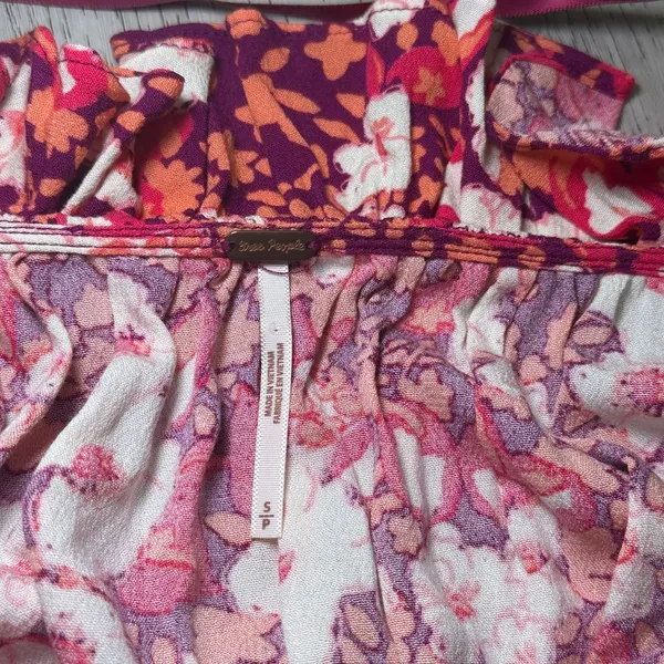 Free People Sweet‎ Memories blouse fruit punch combo boho floral ruffle size s - Image 8