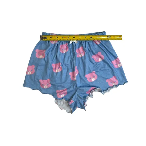 ROMWE Blue and Pink Bear Print Sleep Shorts - Image 3