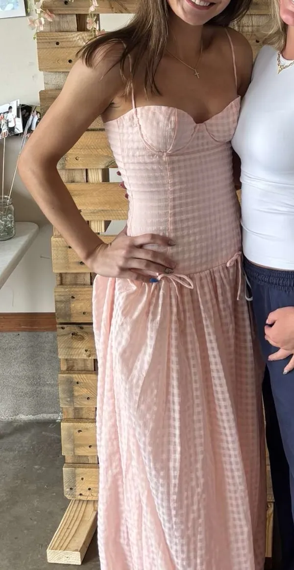 Lucy in the Sky Pink Gingham Maxi Dress - Image 4