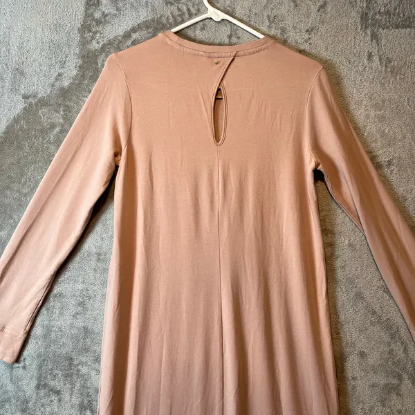 Cuyana Womens Pima Cotton Midi Dress Long Sleeve Keyhole Back Pink Size Small‎ - Image 3