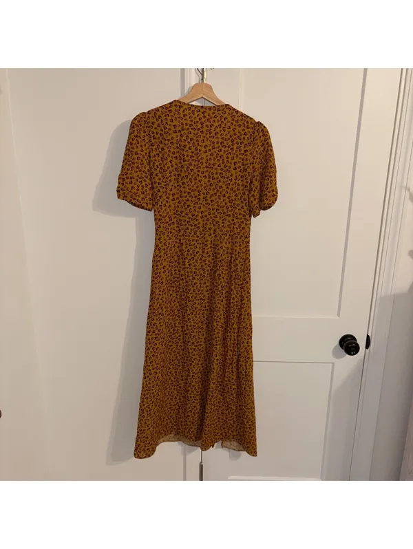 Urban outfitters NWOT $79 Woman’s S Mustard leopard print shortsleeve midi dress - Image 8