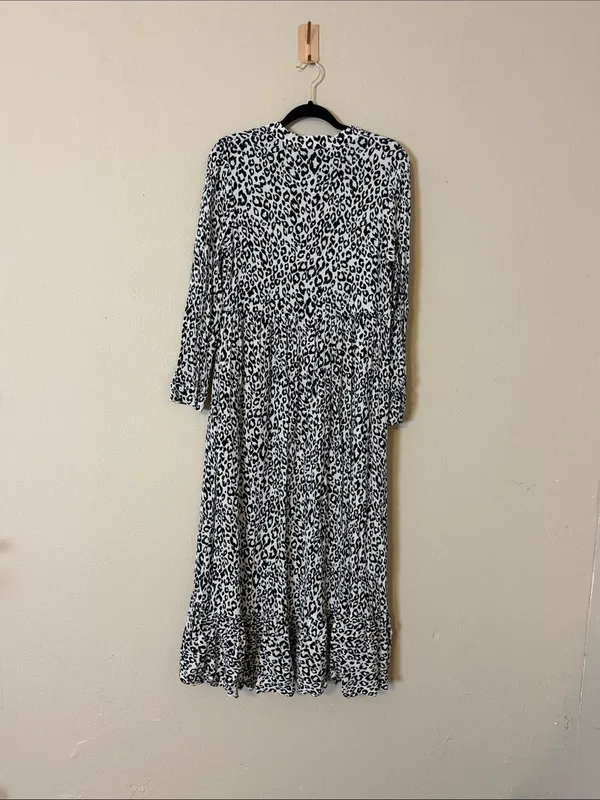 MARE MARE X ANTHROPOLOGIE Black White Leopard‎ Print Lynda Maxi Dress Size Small - Image 8