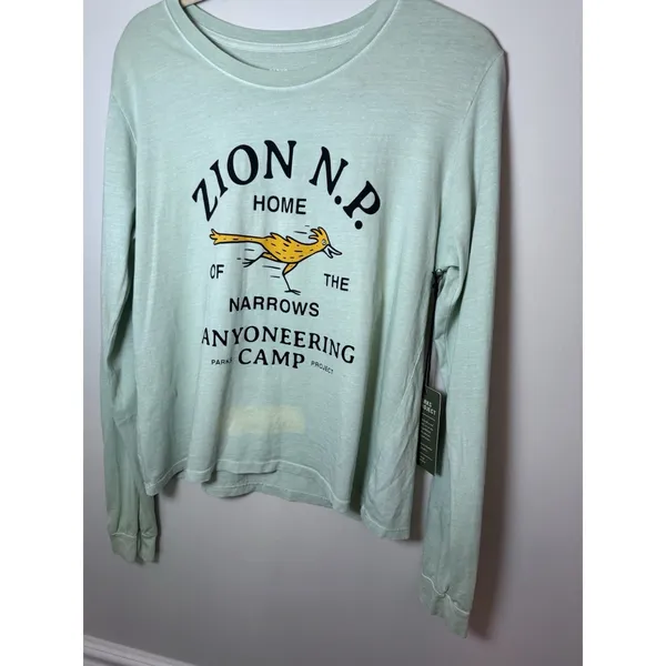 Parks Project Womens Green Long Sleeve Boxy Tee Sz M Zion Canyoneering NWT READ - Image 7