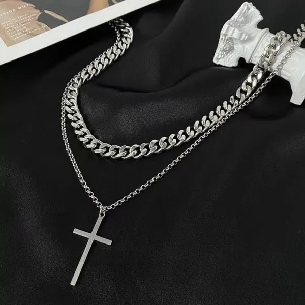 Cross Pendant Necklace for Men Women Streetwear Unisex Hip Hop Style - Image 3