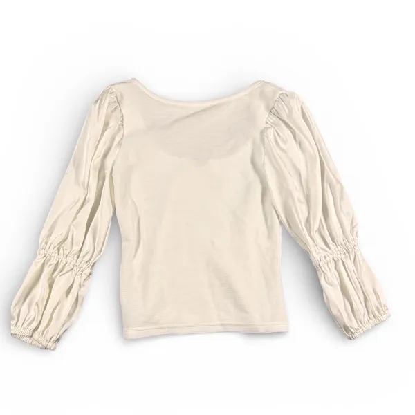 Maeve Anthropologie Puff Sleeve Scoop Neck Ribbed‎ Knit Top white XS cottagecore - Image 3