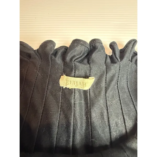 ELIJAH Black Sleeveless Blouse‎ Top with Ruffle Collar and Pleated Detail s - Image 2