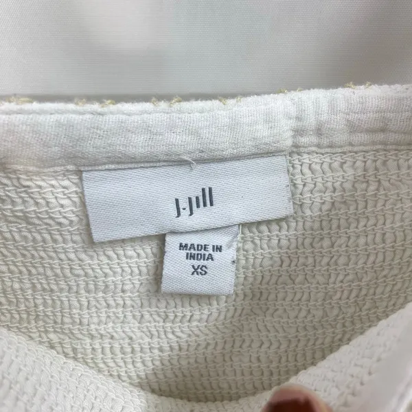 J. Jill women's cream tan embroidered‎ smocked thick strap stretch lace dress XS - Image 5