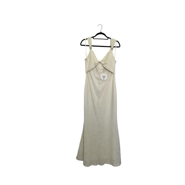 Sun white cut-out maxi dress with gold-tone hardware details on the straps - Image 4