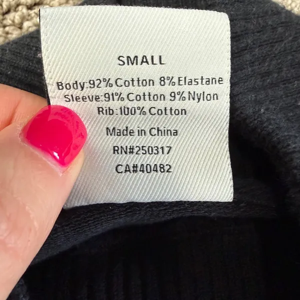 Varley Black Mock Neck‎ Cinched Waist Sweatshirt Ribbed Sleeves Small - Image 3