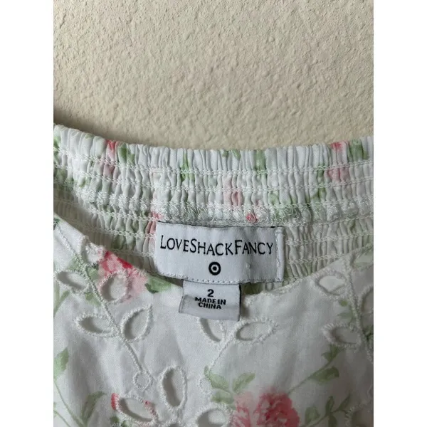 LoveShackFancy Clementine Eyelet Dress Size 2 Coquette Floral Girly Midi Length - Image 3