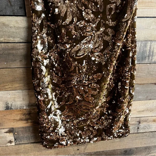 Flounce Gold Velvet Sequin Mini Dress Size 8‎ - Image 5