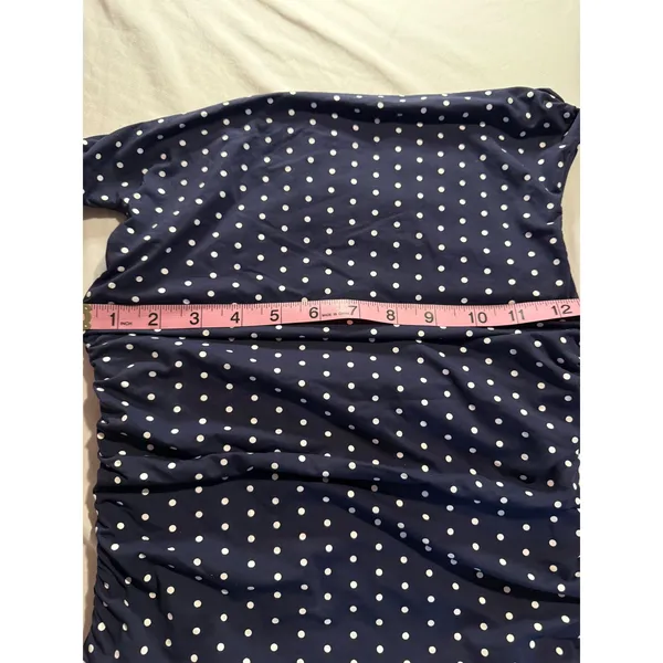 SUUKSESS Navy Blue Polka Dot One Shoulder Ruched Tank Top XS - Image 4