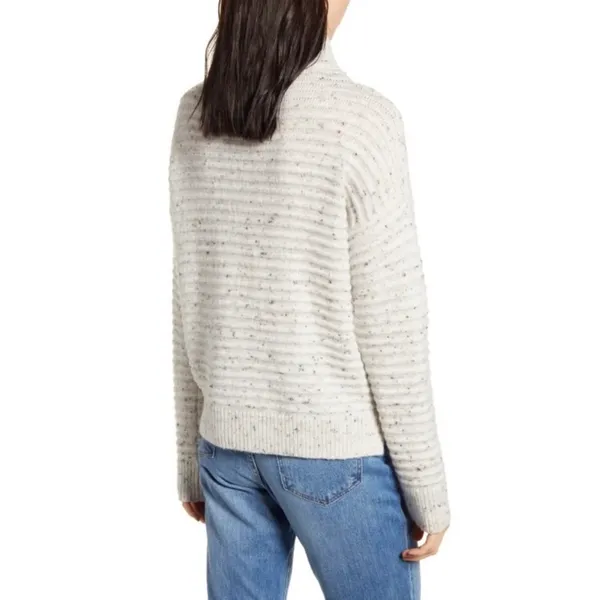 Madewell‎ Wool Belmont Donegal Mock Neck Sweater Cream Flecked Size Large - Image 3
