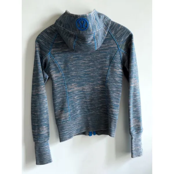 Lululemon Scuba Hoodie Full Zip Blue Grey Space Dye Size 2 Sweatshirt‎ - Image 2