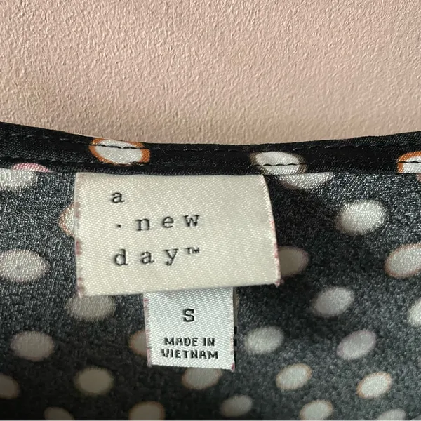 A New Day Black Polka Dot Slip Midi Dress EUC Size S - Image 5