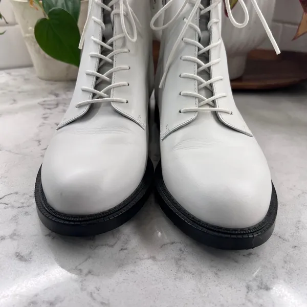 Sam Edelman Nina White Leather Lace Up Side Zip‎ Combat Boots Womens 9M 39 - Image 7