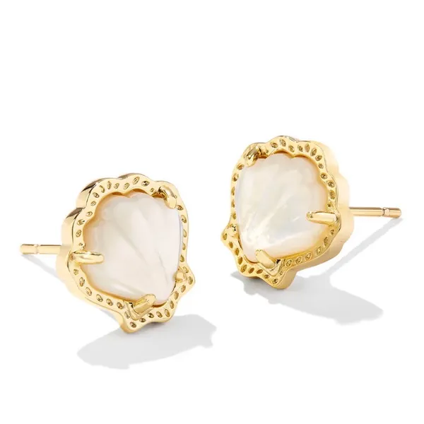 Brynne Shell Gold Short Pendant Necklace and Earring Set - Image 3