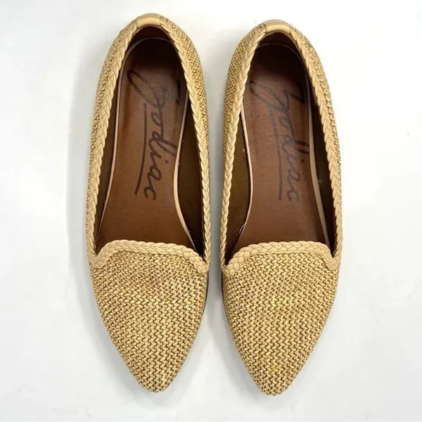 Zodiac Hill Natural Beige Raffia Woven Slip On Pointed Toe Loafers Size 8 - Image 2