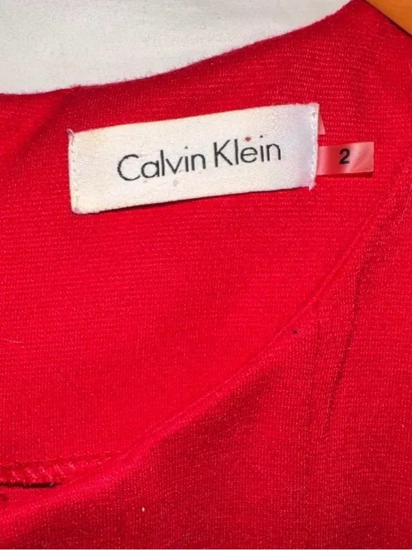 Calvin Klein Red Fit & Flare Dress Size 2 Pleated Stretch Cocktail Date Night - Image 4