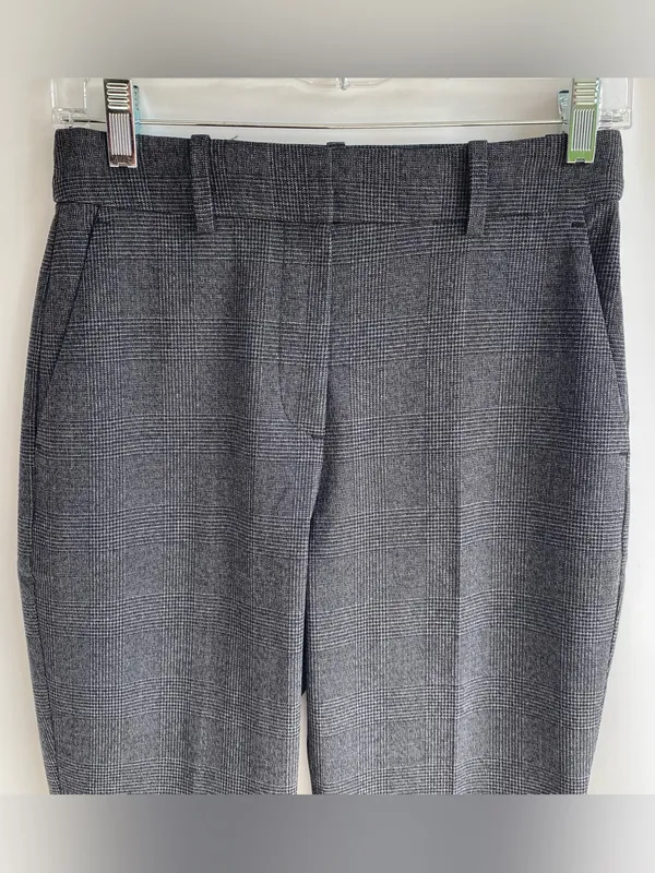 H&M grey plaid slim ankle slacks equestrian preppy academia fall winter office 4 - Image 5