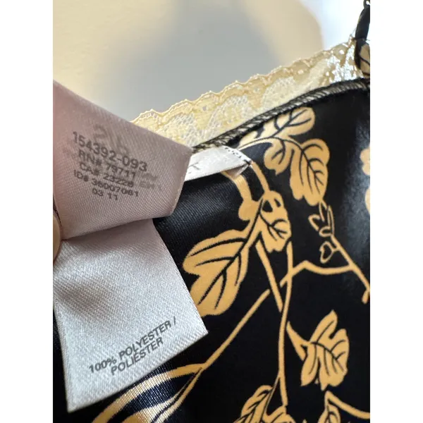 Victoria’s Secret Black Gold Floral Satin Open-Front lace trimTop Slip dress Sp - Image 12