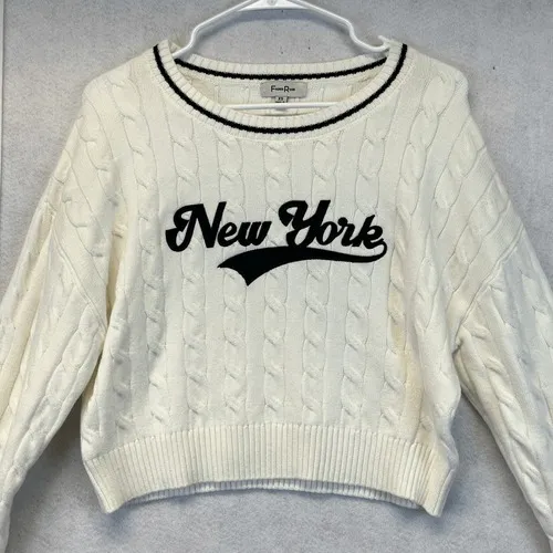 NWT FADED ROSE Sweater Women's XS Cream New‎ York" Cable Knit Cropped Pullover - Image 10