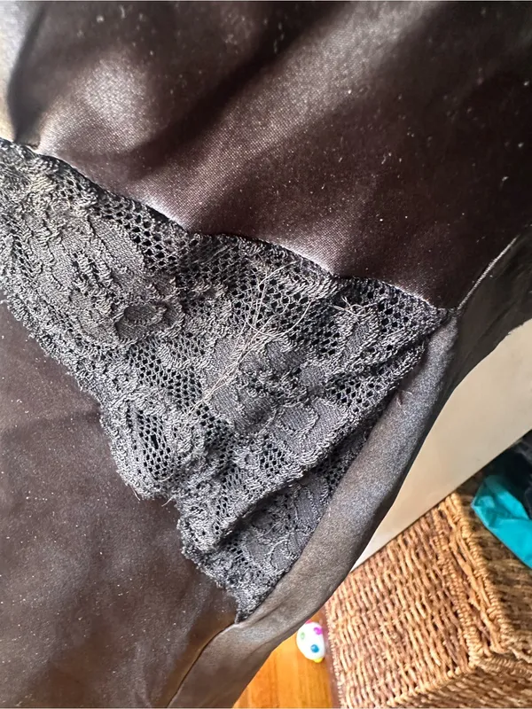 Frederick’s of Hollywood Black Satin Lace Halter Chemise Lingerie Size L Sexy - Image 7