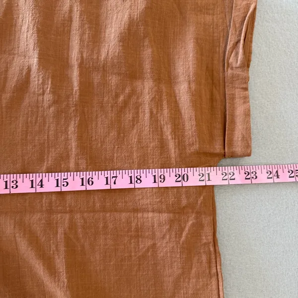 Women's Brown Short Sleeve Cotton Linen Feel Tunic Style Top Size Large #260703 - Image 5