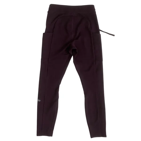 Alo Yoga Women XS‎ Plum Burgundy Cargo Pocket Drawstring Leggings Sweatpants - Image 4