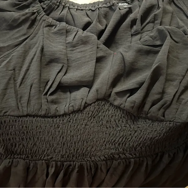 NEW Plus Size V Neck Short Sleeve Smocked Elastic Waist Ruffle Hem Maxi Dress 1X - Image 3
