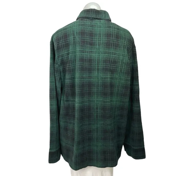 Skims Women's Green Long Sleeve Button Up Plaid Sleep Flannel Shirt Top Size M - Image 5