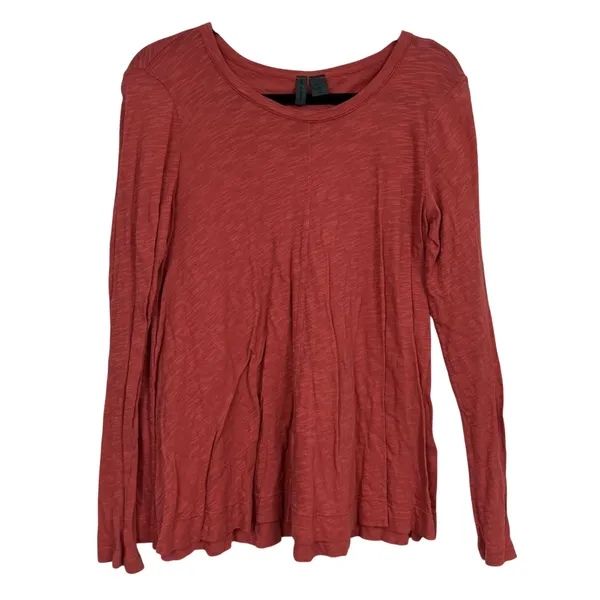 Left of Center Anthropologie Pink Long Sleeve Tee Shirt Womens XS Classic Blouse - Image 2