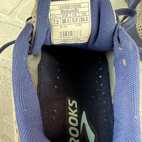 Brooks‎ Divide 3 Trail Running Shoes Womens 7.5 Oyster Cobalt Blue Tint Active - Image 10