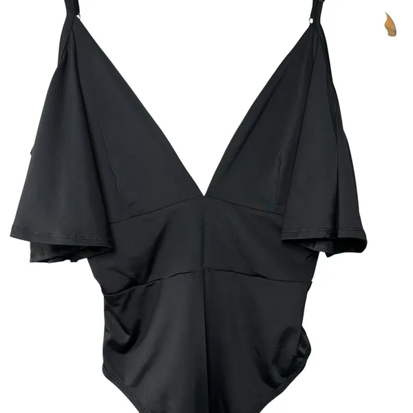 Lulus‎ Slay It With Me Black Off Shoulder Bodysuit XS Flutter Sleeve Sexy Chic - Image 9