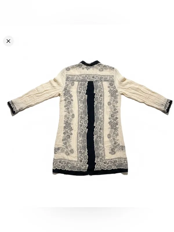 Lucky Brand Chiffon sheer Lace print Kimono Coverup Coastal boho resortwear - Image 13