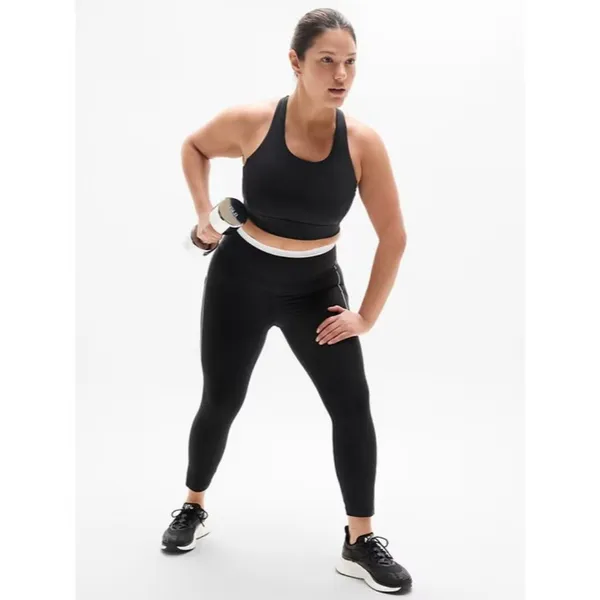 Athleta M Train Free High Neck Sports Bra Cup D-DD Medium Black - Image 4