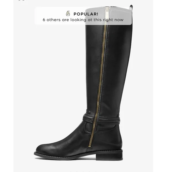 Michael Michael Kors Mindy Flat Leather Boot Black Womens 8 M - Image 4